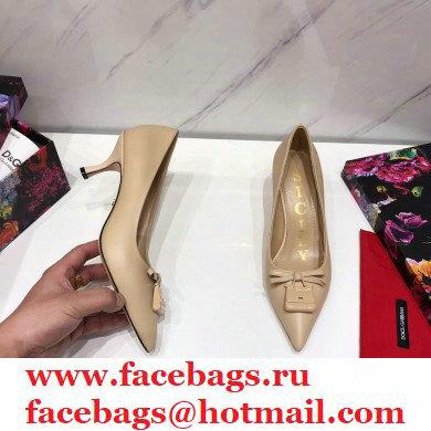 Dolce  &  Gabbana Thin Heel 6.5cm Leather Sicily Pumps Beige 2021